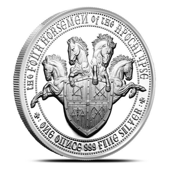 Black Horse of Famine 1 oz Silver Round | Four Horsemen of the Apocalypse. - Picture 2 of 3